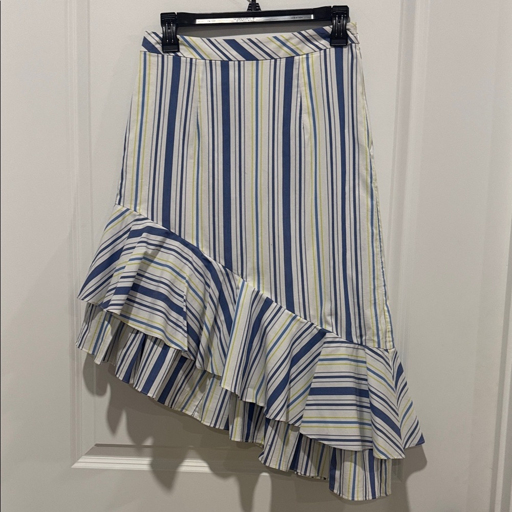 Halogen Asymmetrical Skirt with Stripes